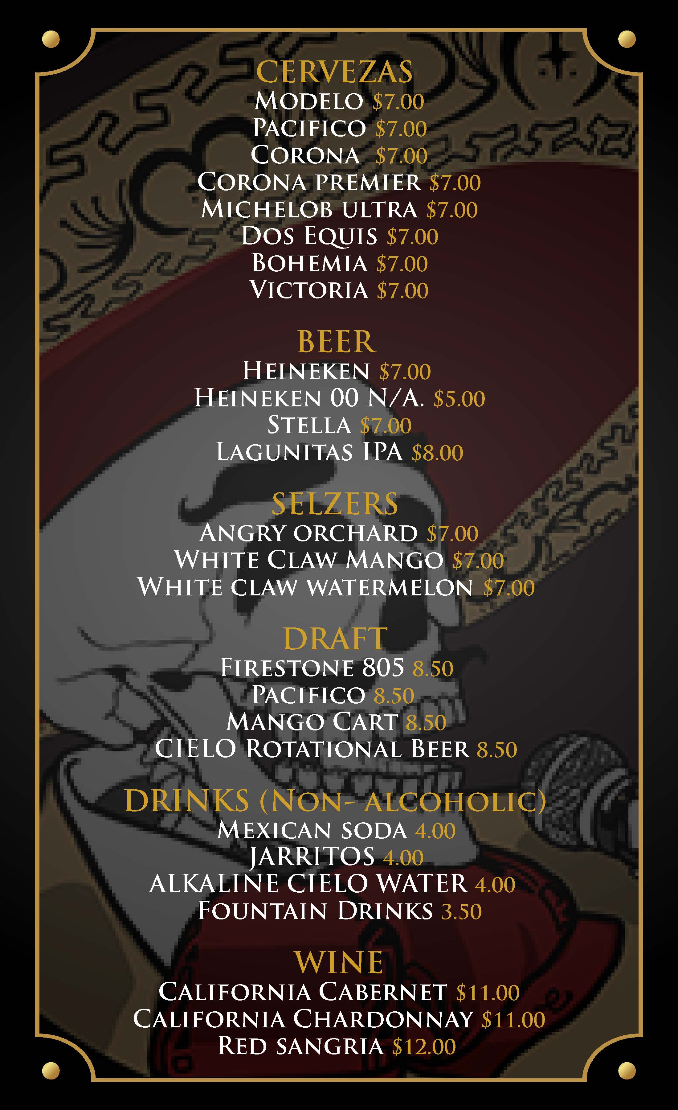 Drinks Menu